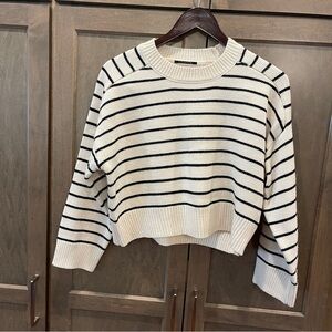 Striped Black and White Cropped Women's Sweater